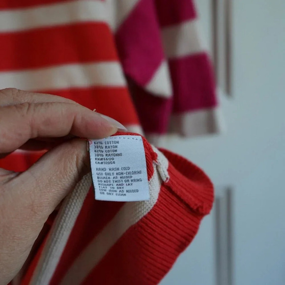 Cooperative Ringer Striped Sweater‎ Tee Size S Pink Coral Urban Outfitters - Picture 5 of 7